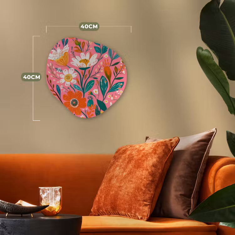 Organisch schilderij - Forex - Roze - Bloemen - Wit - Oranje — 4
