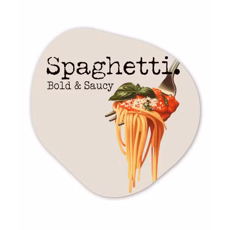 Organisch schilderij - Forex - Spaghetti - tomatensaus - Parmezaanse kaas — 1
