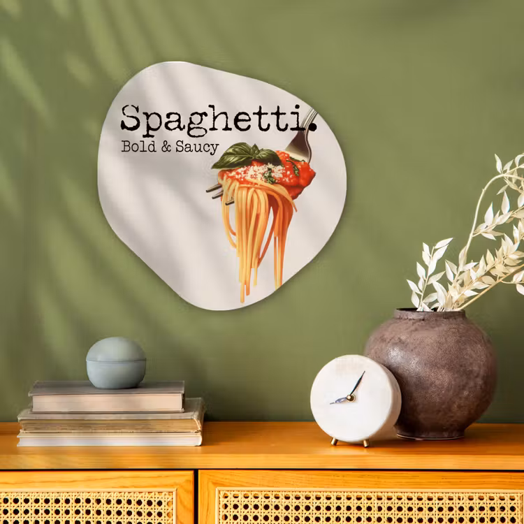 Organisch schilderij - Forex - Spaghetti - tomatensaus - Parmezaanse kaas — 2
