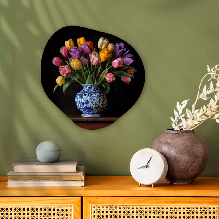 Organisch schilderij - Forex - Tulpen - Kleuren - Hout - Vaas — 2