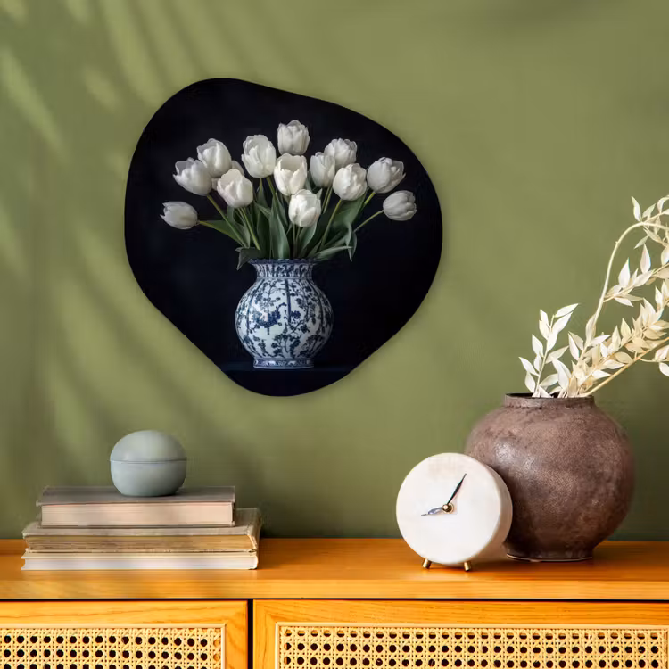 Organisch schilderij - Forex - Wit - Bloemen - Tulpen - Vaas — 2