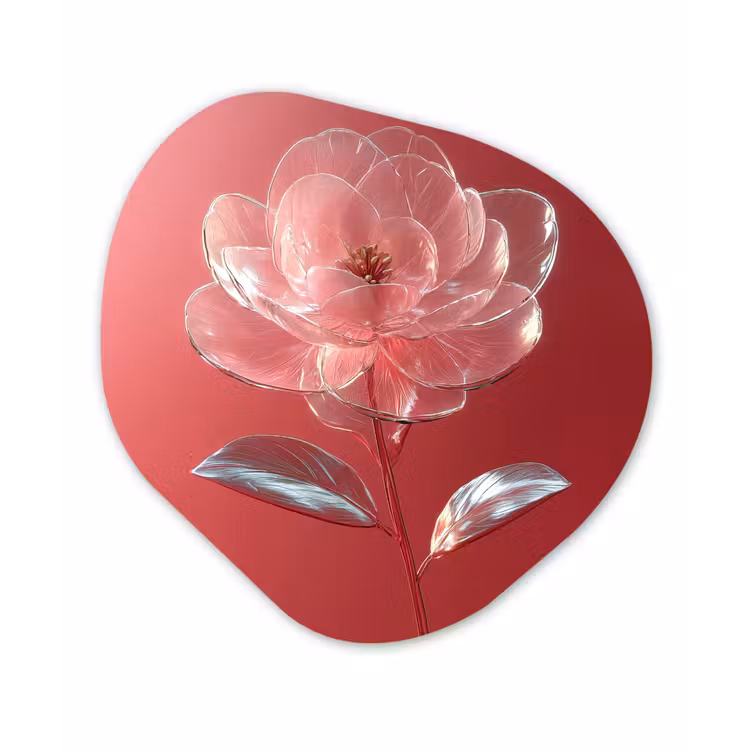 Organisch schilderij - Forex - Sierlijk - Bloem - Roze - Glazen — 1