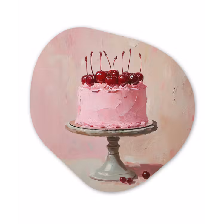 Organisch schilderij - Forex - Taart - Pink - Cherry — 1
