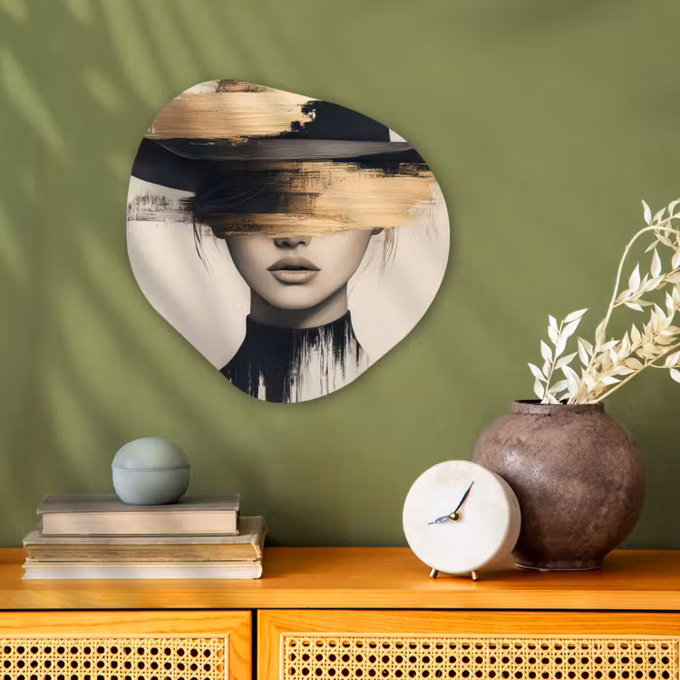 Organisch schilderij - Forex - Vrouw - Hoed - Verf — 2