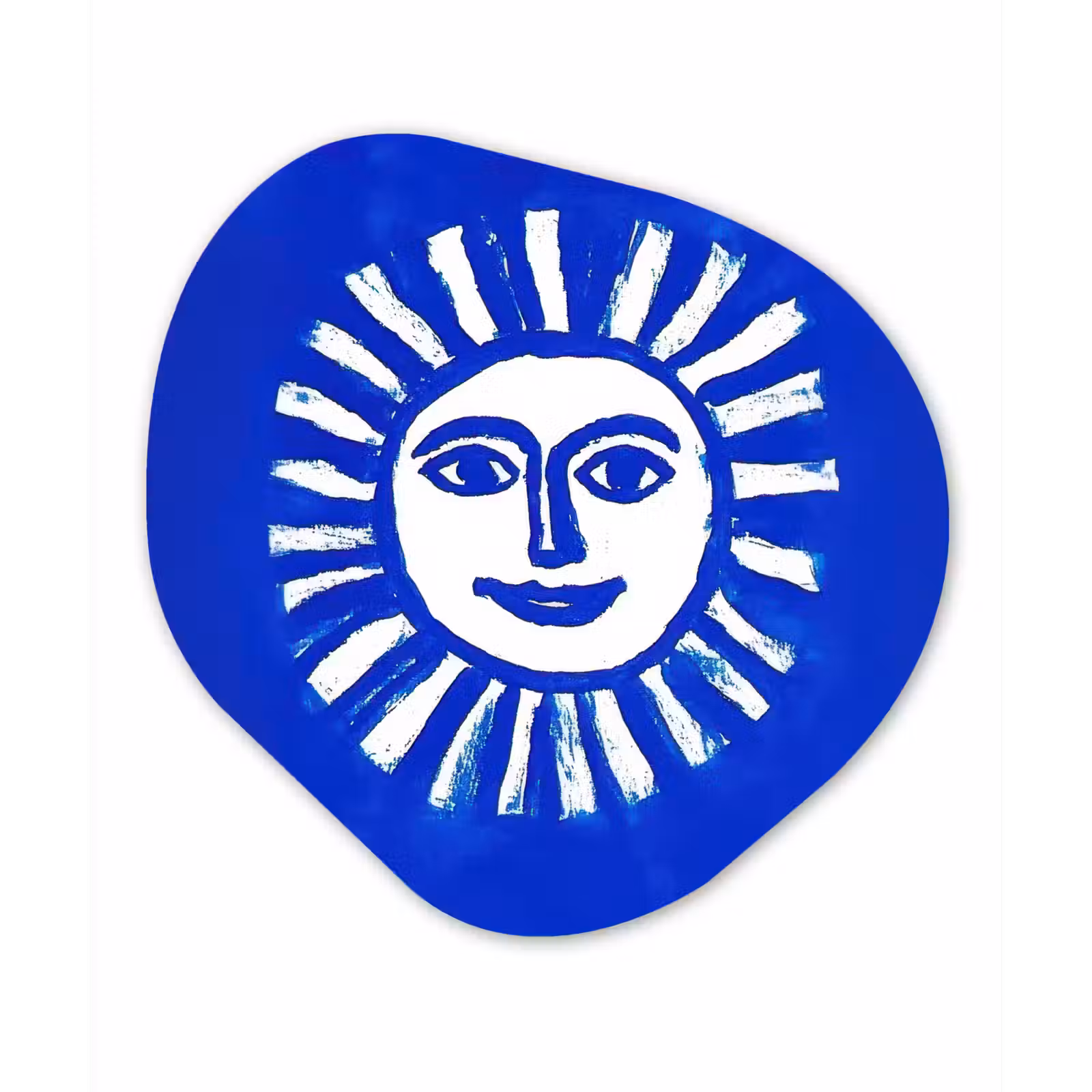Organisch schilderij - Forex - Zon - Gezicht - Penseelstructuur - Blauw — 1