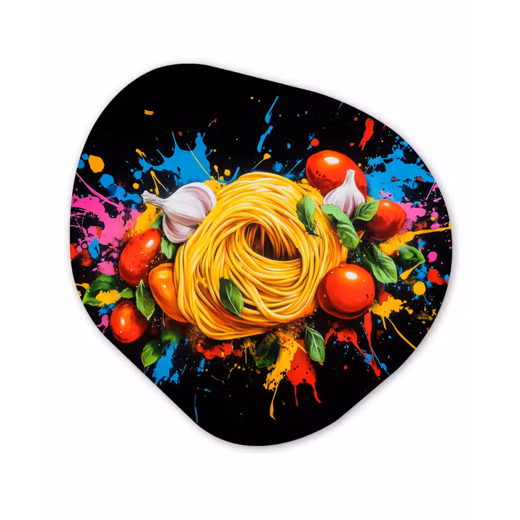 Organisch schilderij - Forex - Spaghetti - Graffiti - Verf - Kleurrijk - Eten - Modern — 1