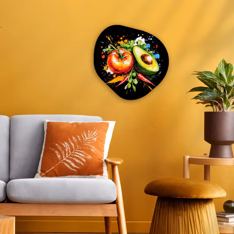 Organisch schilderij - Forex - Tomaat - Avocado - Peper - Graffiti - Verf - Modern — 3