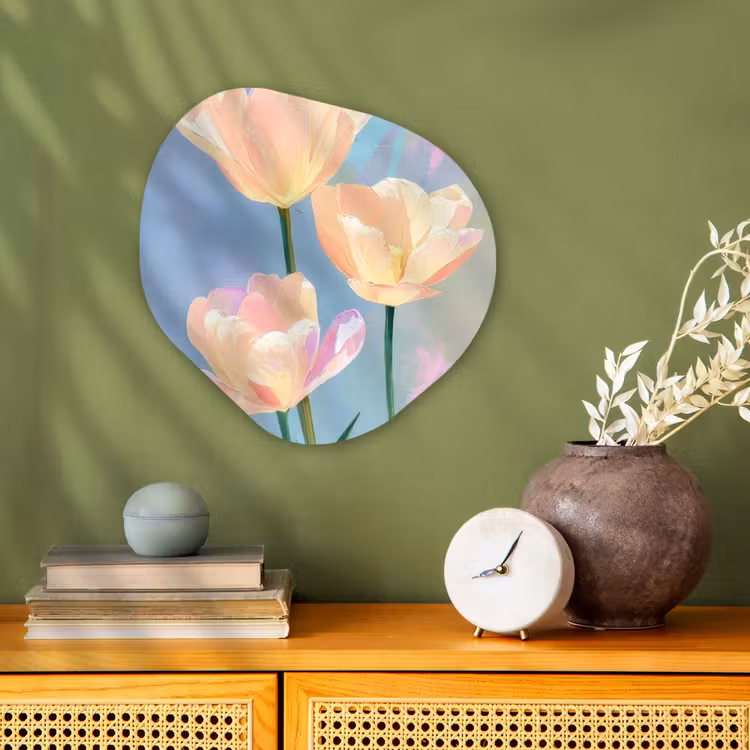 Organisch schilderij - Forex - Tulpen - Roze accenten - Blauw — 2