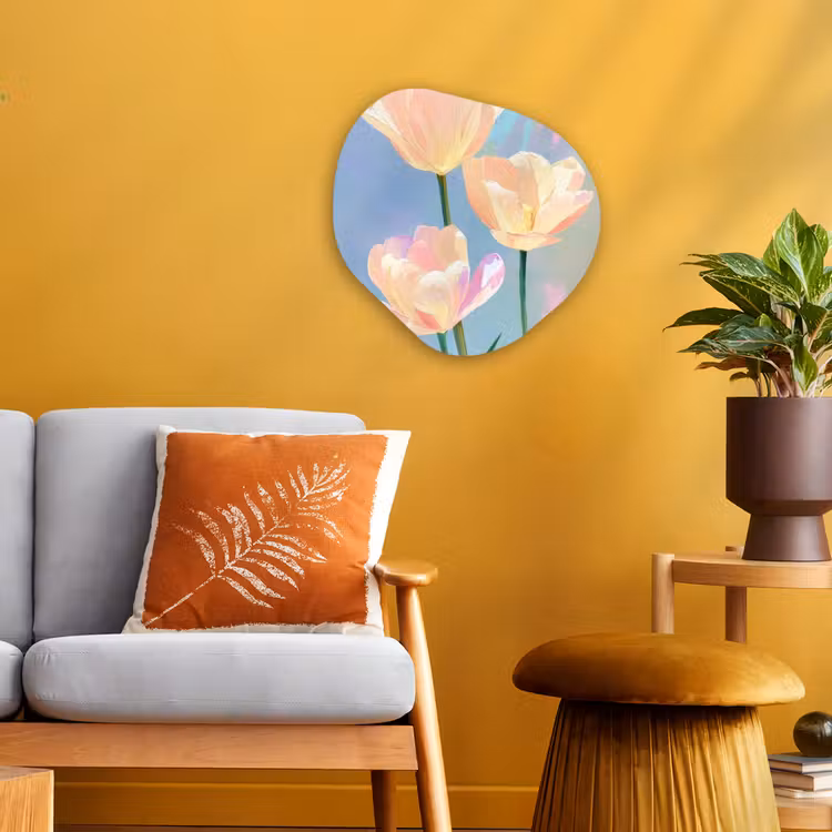 Organisch schilderij - Forex - Tulpen - Roze accenten - Blauw — 3
