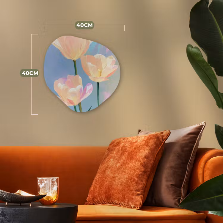 Organisch schilderij - Forex - Tulpen - Roze accenten - Blauw — 4