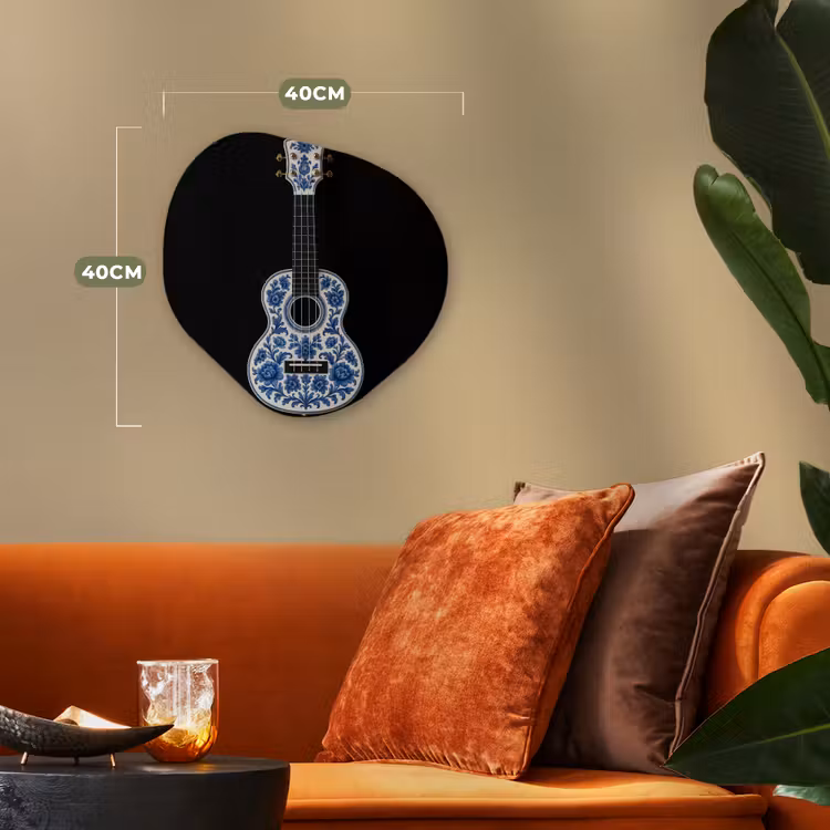 Organisch schilderij - Forex - Ukelele - Delfts - Blauw - Muziek — 4