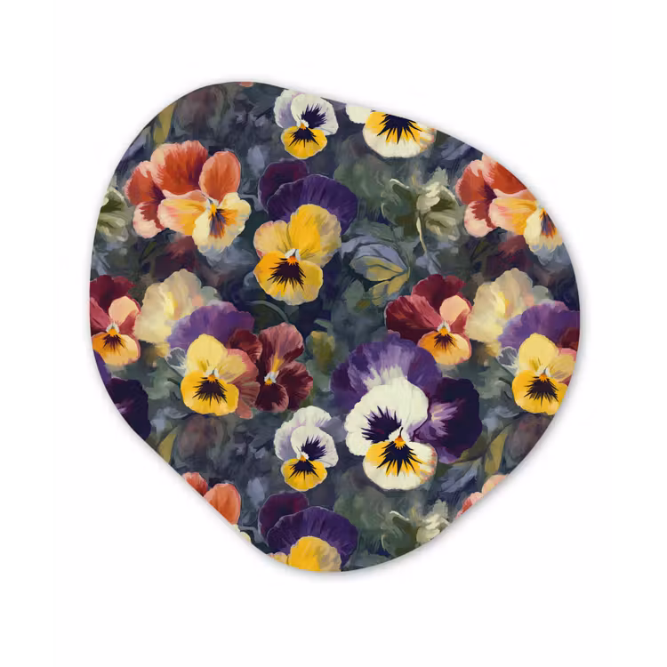Organisch schilderij - Forex - Viooltjes - Paars - Geel - Groen — 1