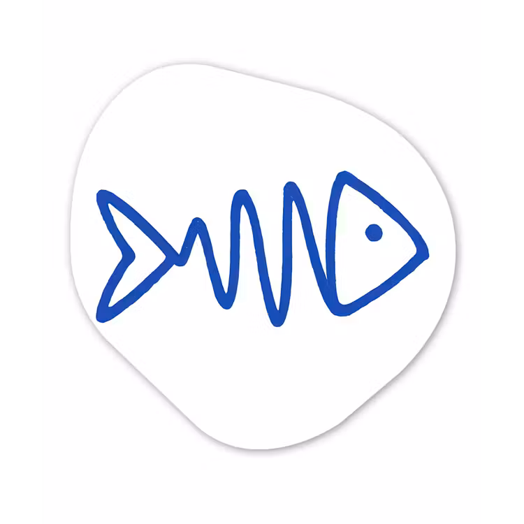 Organisch schilderij - Forex - Vis - Minimalistisch - Blauw - Lijn — 1