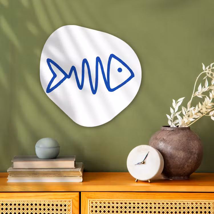 Organisch schilderij - Forex - Vis - Minimalistisch - Blauw - Lijn — 2