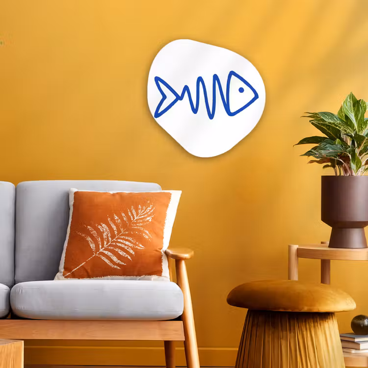 Organisch schilderij - Forex - Vis - Minimalistisch - Blauw - Lijn — 3