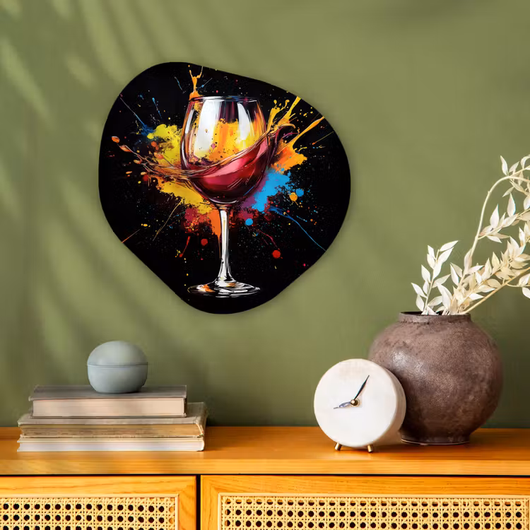 Organisch schilderij - Forex - Wijn - Glas - Graffiti - Borrel - Rood - Verf — 2