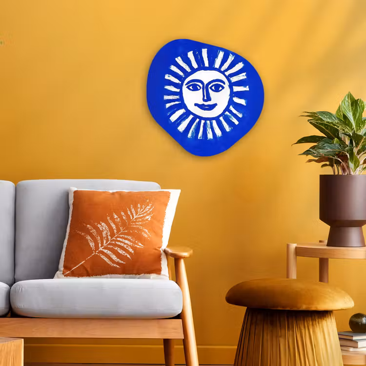 Organisch schilderij - Forex - Zon - Gezicht - Penseelstructuur - Blauw — 3
