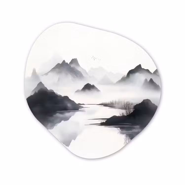 Organische vorm aluminium - Bergen - Mistig - Water - Wit — 1