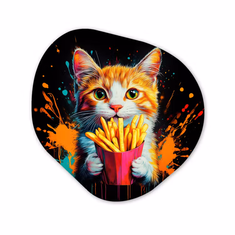 Organische vorm aluminium - Kat - Eten - Patat - Graffiti - Abstract — 1