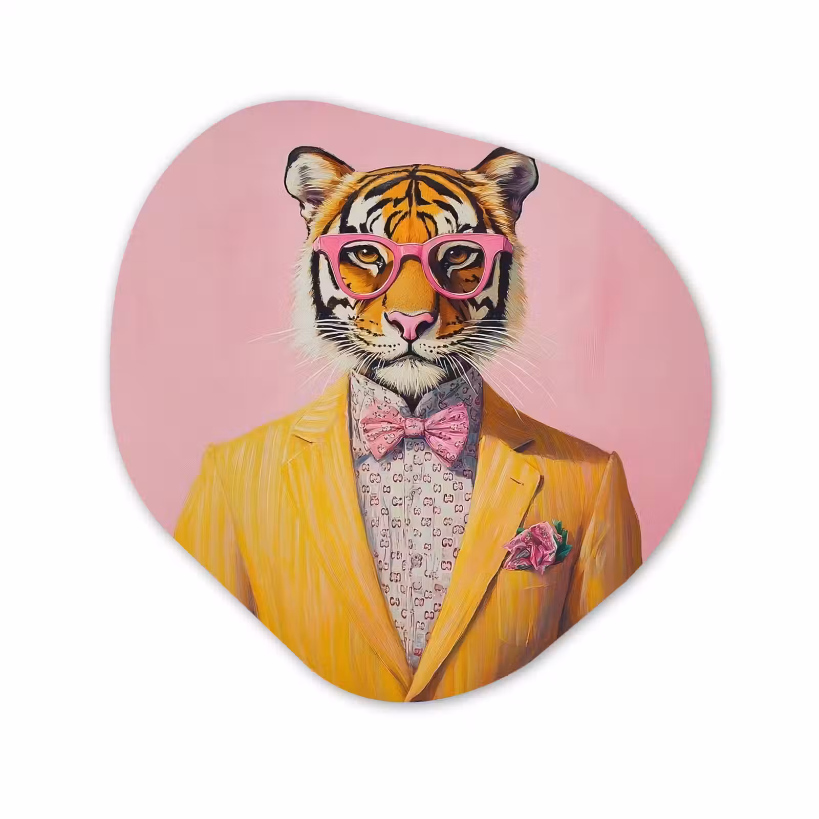 Organisch schilderij - Forex - Tijger - Bril - Geel - Jasje — 1