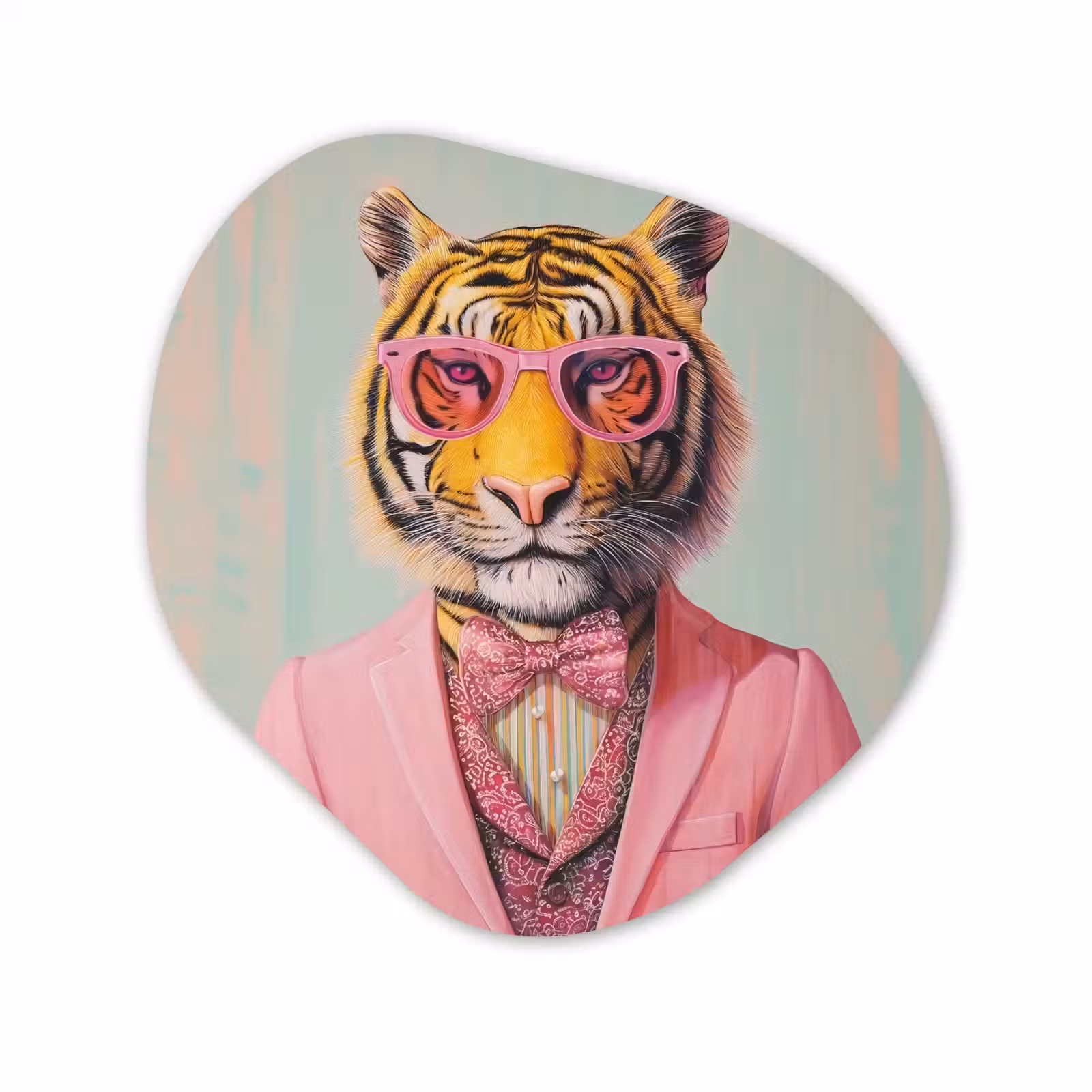 Organisch schilderij - Forex - Tijger - Strik - Jasje - Roze — 1