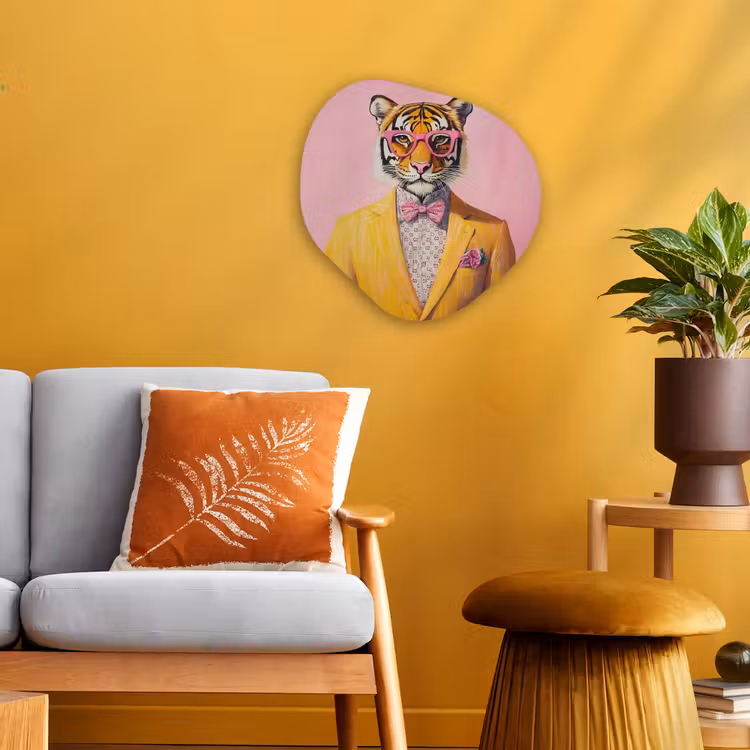 Organisch schilderij - Forex - Tijger - Bril - Geel - Jasje — 3