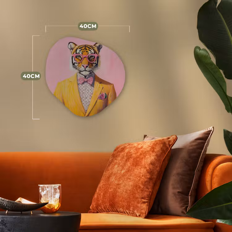 Organisch schilderij - Forex - Tijger - Bril - Geel - Jasje — 4