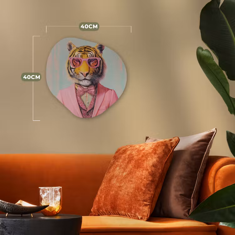 Organisch schilderij - Forex - Tijger - Strik - Jasje - Roze — 4