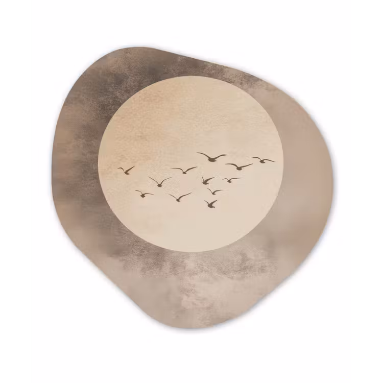Organisch schilderij - Forex - Vogel - Beige - Japandi — 1