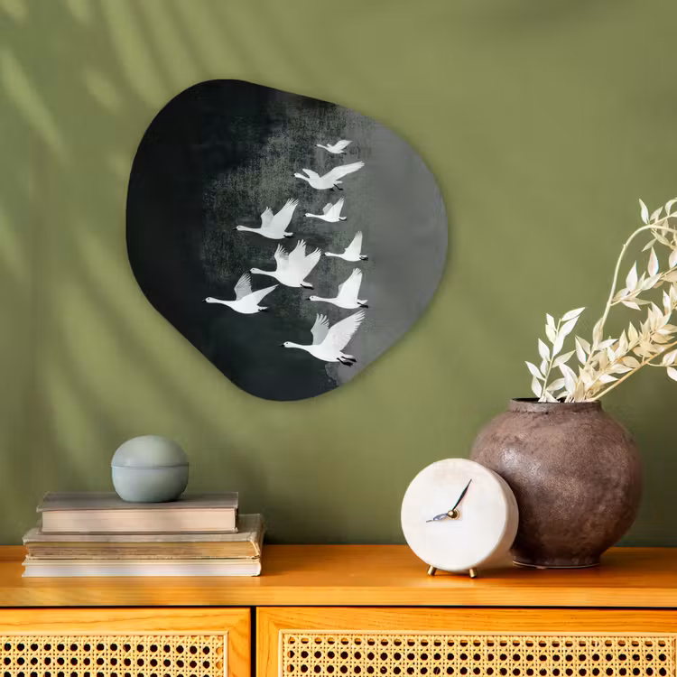 Organisch schilderij - Forex - Vogel - Japandi - Groen — 2