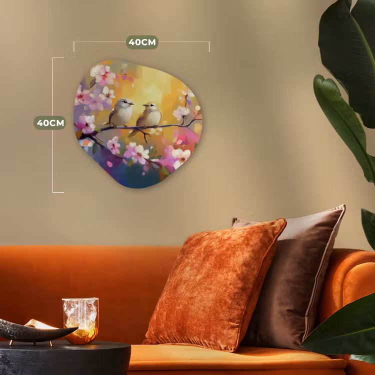 Organisch schilderij - Forex - Vogels - Bloemen - Roze — 4