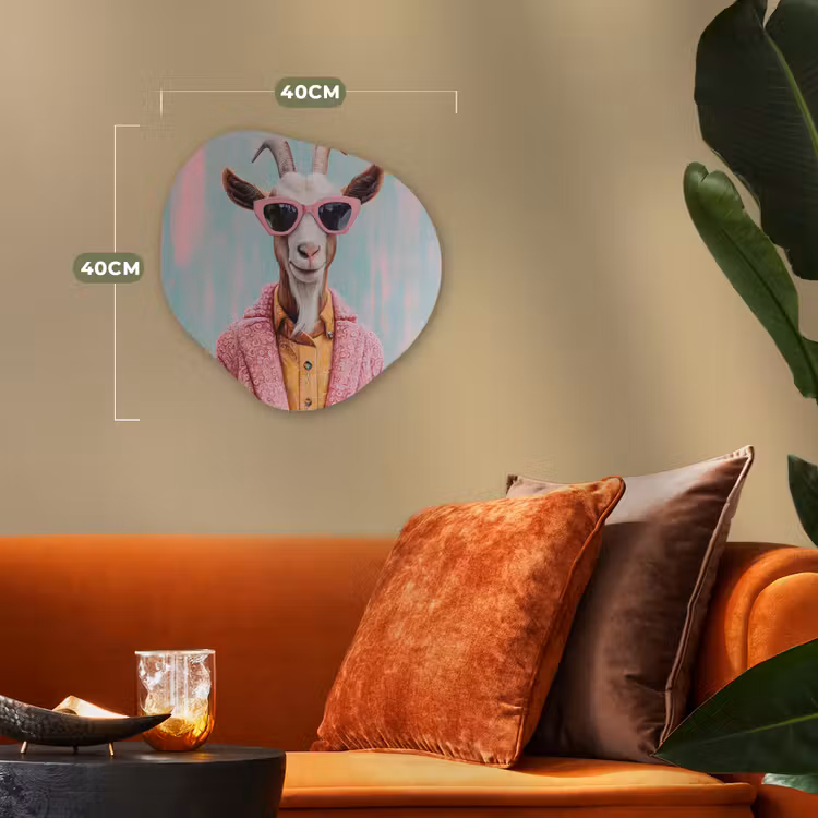 Organisch schilderij - Forex - Zonnebril - Roze - Geit - Horen — 4
