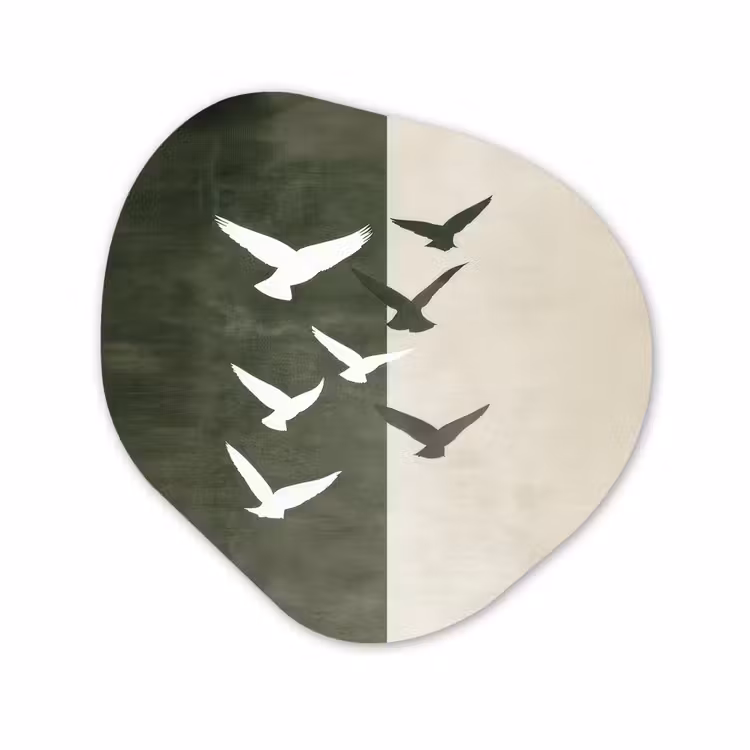 Organische vorm aluminium - Japandi - Vogel - Groen — 1