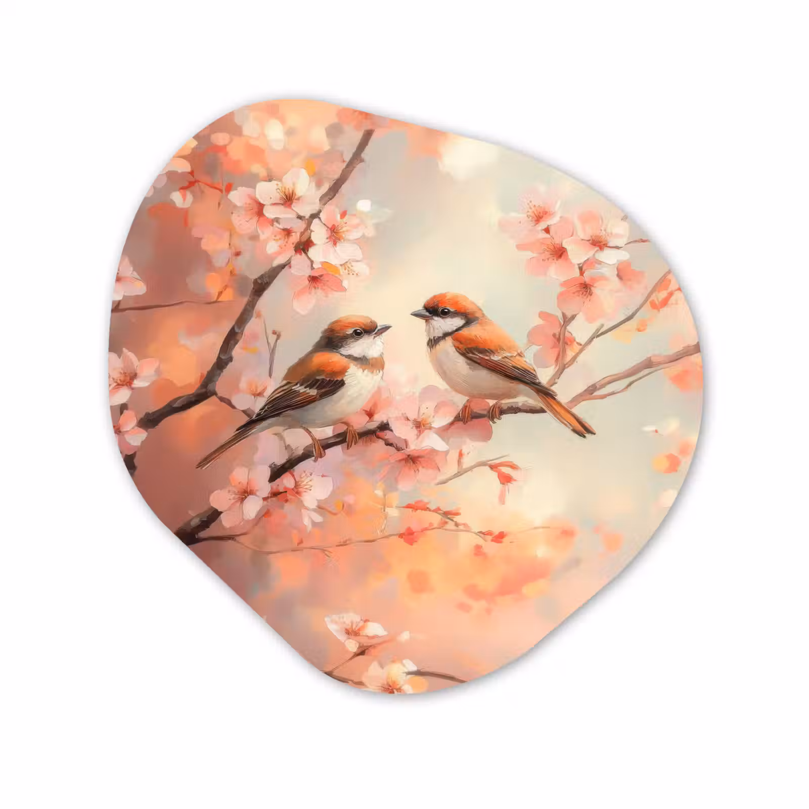 Organisch schilderij - Forex - Vogels - Romantic - Bloesemtak — 1