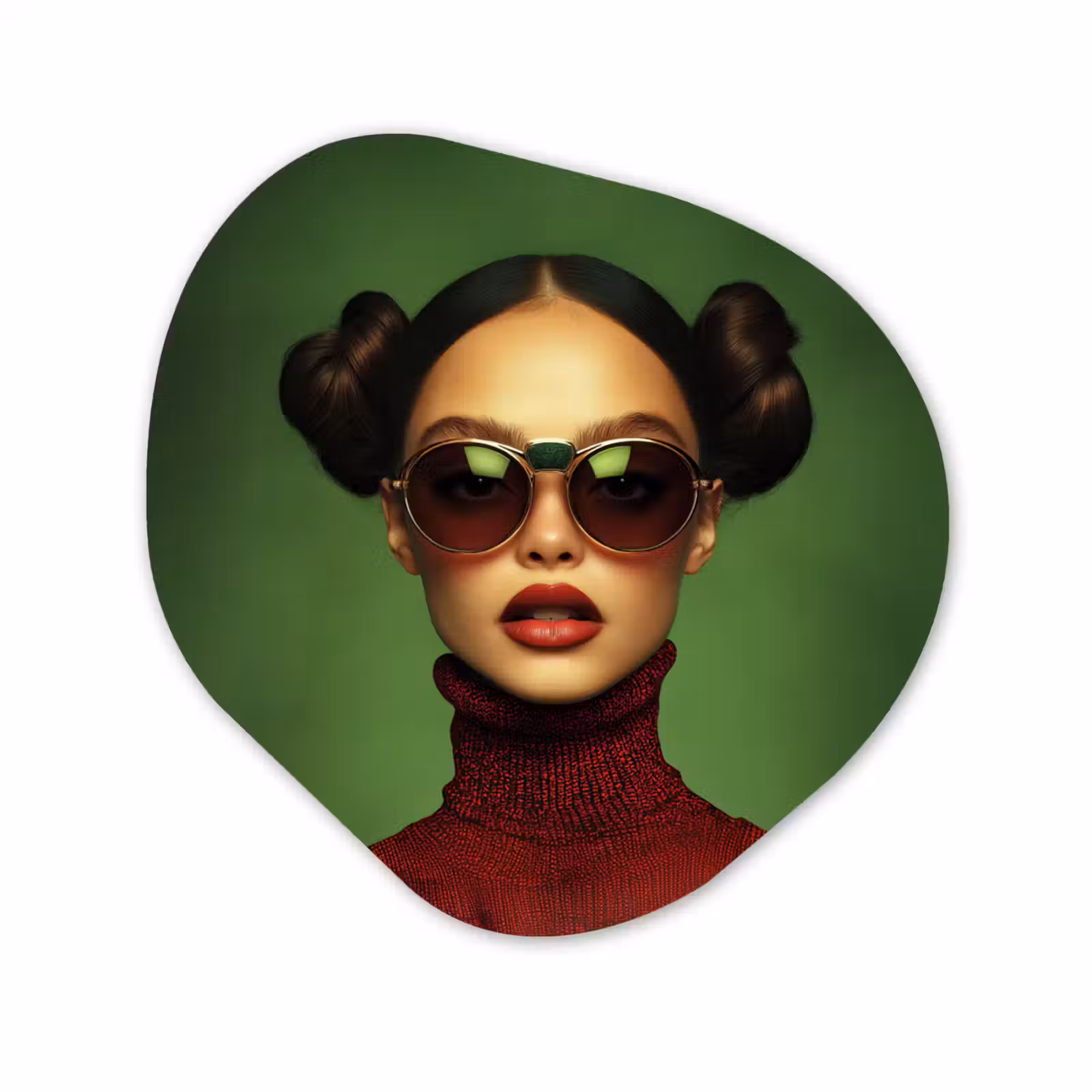 Organisch schilderij - Forex - Vrouw - Groen - Bril - Aesthetic - Modern — 1