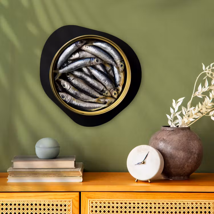 Organisch schilderij - Forex - Sardines - Vissen - Rond - Zwart — 2