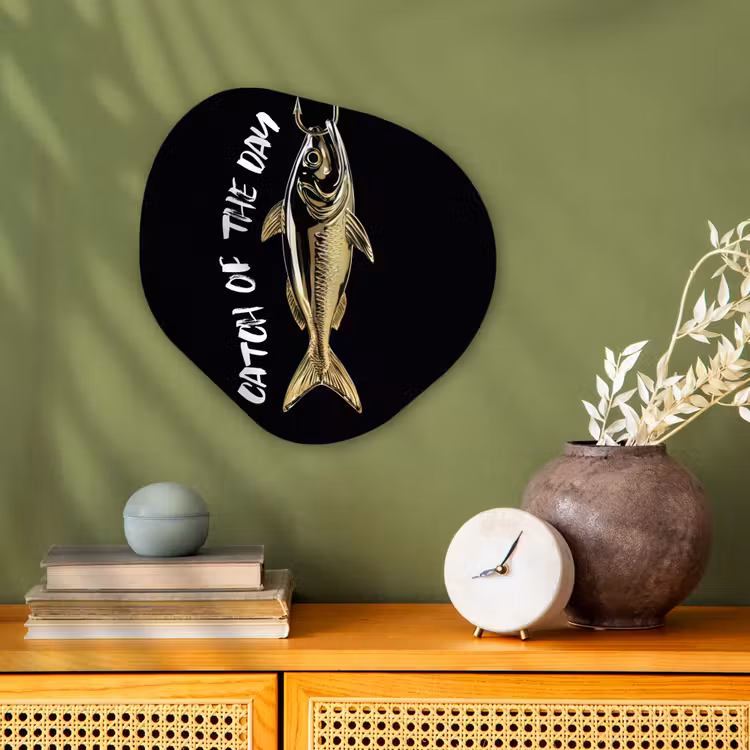 Organisch schilderij - Forex - Vis - Zwart - Goud - Tekst — 2