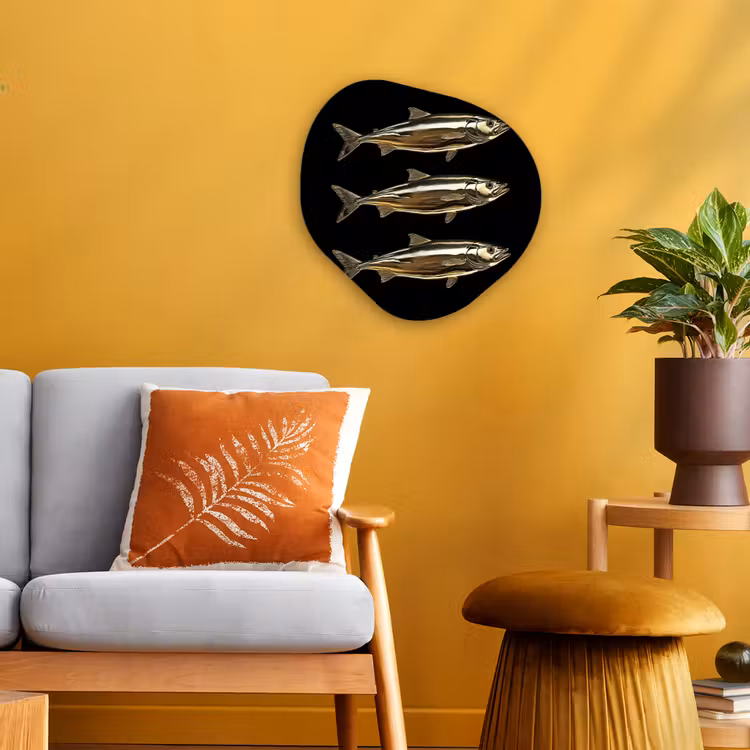 Organisch schilderij - Forex - Vissen - Goud - Zwart — 3