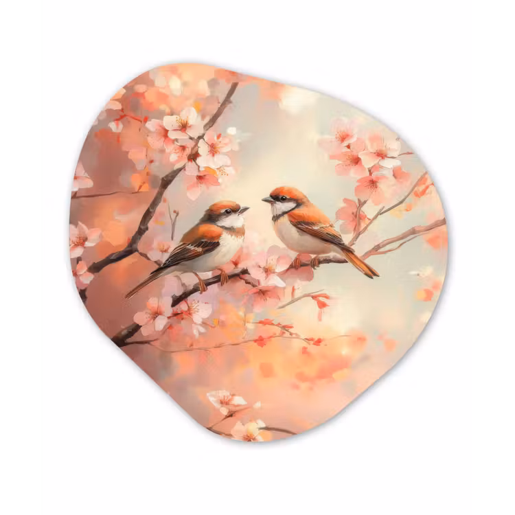 Organisch schilderij - Forex - Vogels - Romantic - Bloesemtak — 1