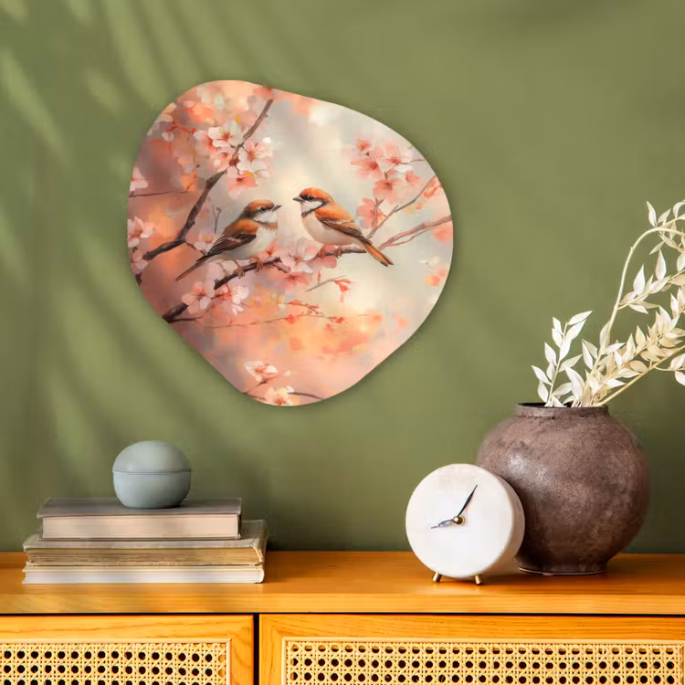 Organisch schilderij - Forex - Vogels - Romantic - Bloesemtak — 2