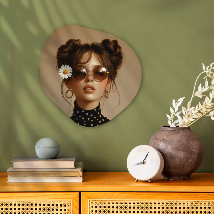 Organisch schilderij - Forex - Vrouw - Beige - Bloem - Modern - Portret — 2