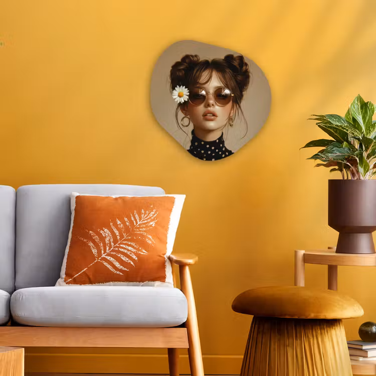 Organisch schilderij - Forex - Vrouw - Beige - Bloem - Modern - Portret — 3