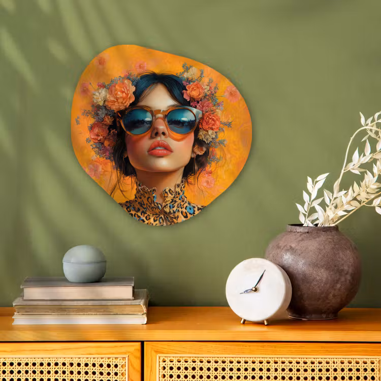 Organisch schilderij - Forex - Vrouw - Bloemen - Aesthetic - Oranje — 2