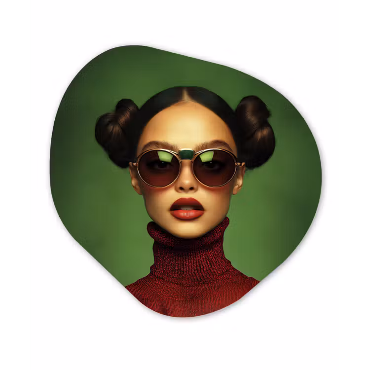 Organisch schilderij - Forex - Vrouw - Groen - Bril - Aesthetic - Modern — 1