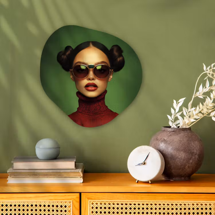 Organisch schilderij - Forex - Vrouw - Groen - Bril - Aesthetic - Modern — 2