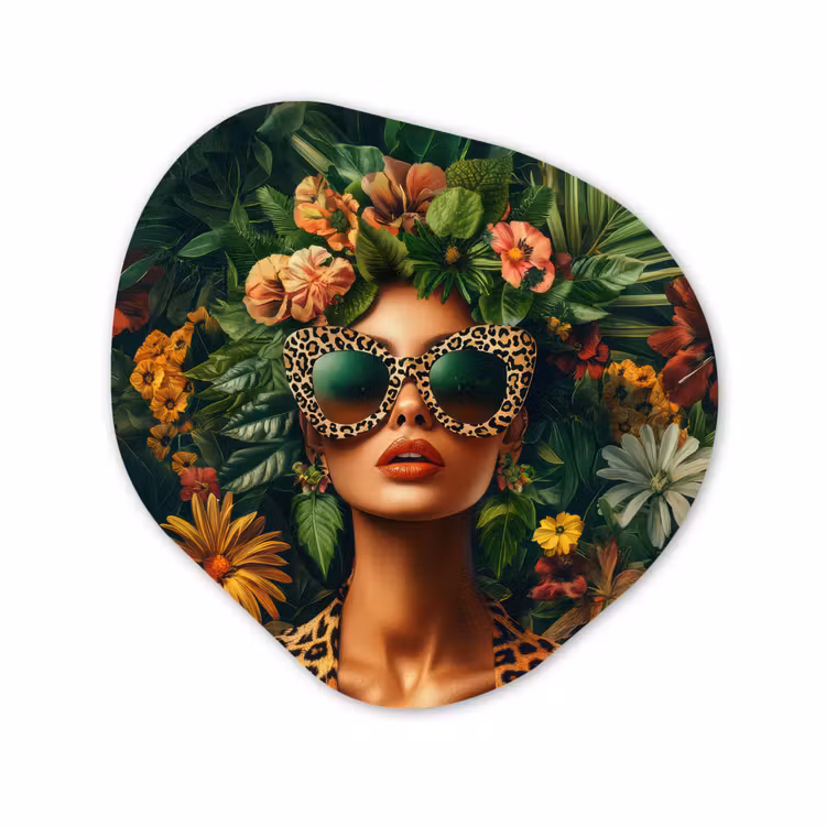 Organisch schilderij - Forex - Vrouw - Panterprint - Jungle - Natuur - Luxe — 1
