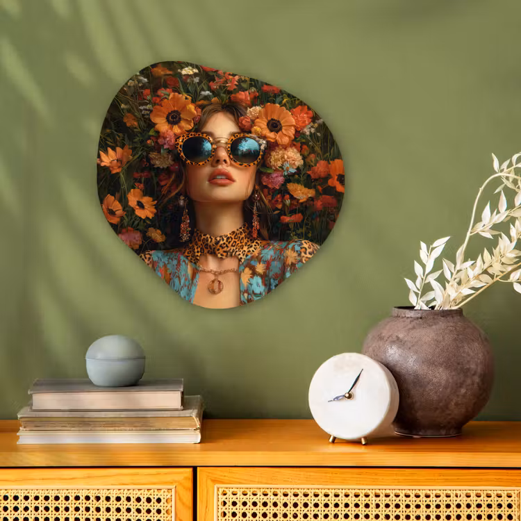 Organisch schilderij - Forex - Vrouwen - Bloemen - Modern - Bril - Abstract — 2