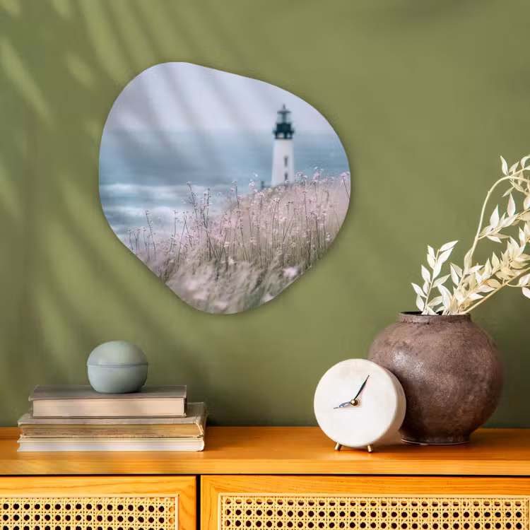 Organisch schilderij - Forex - Vuurtoren - Klif - Zee - Bloemen — 2