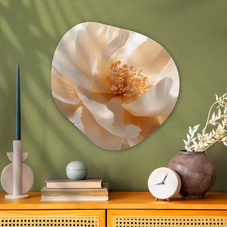Organische vorm aluminium - Close up - Pioenroos - Wit — 2