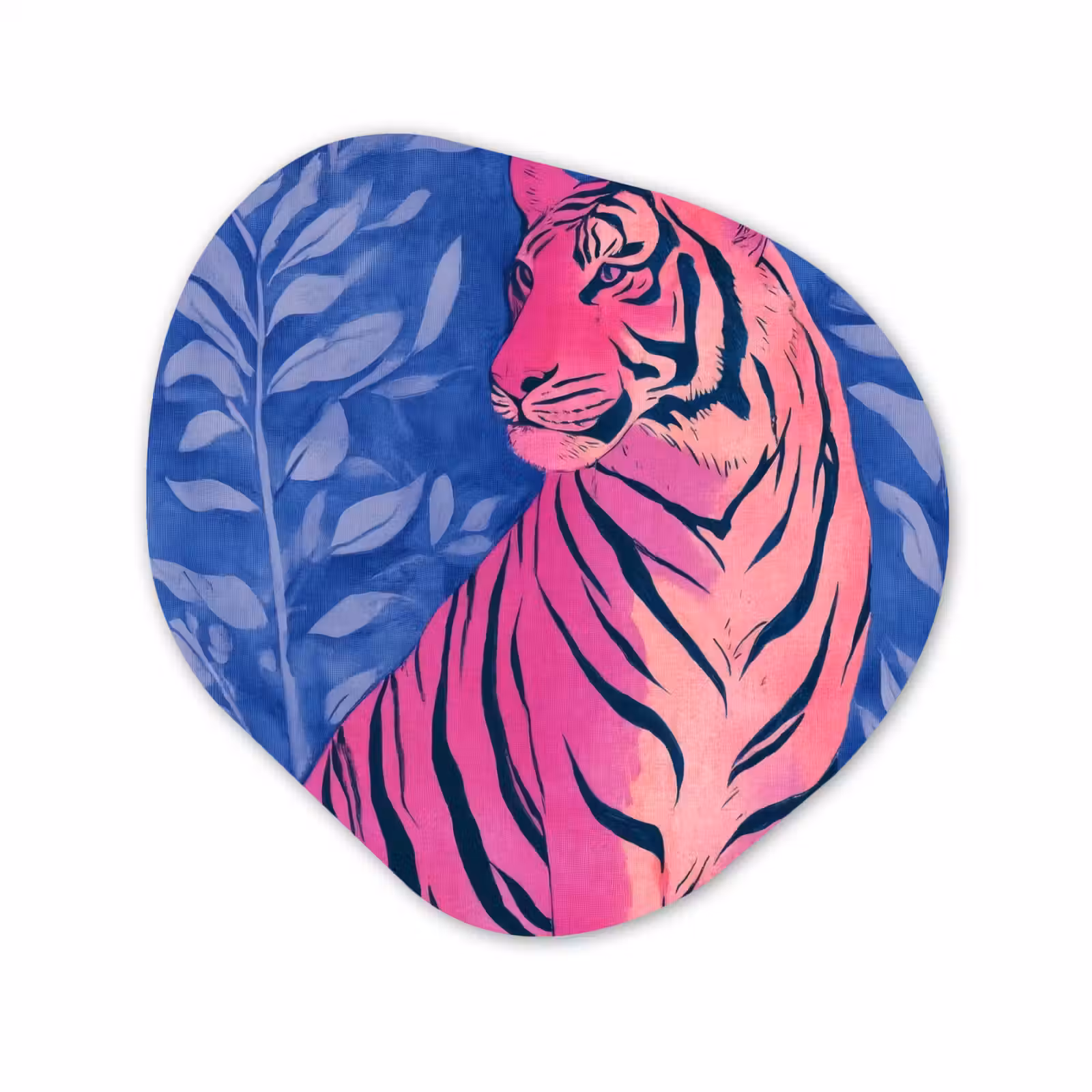 Organisch schilderij - Forex - Tijger - Roze - Bladeren - Jungle — 1
